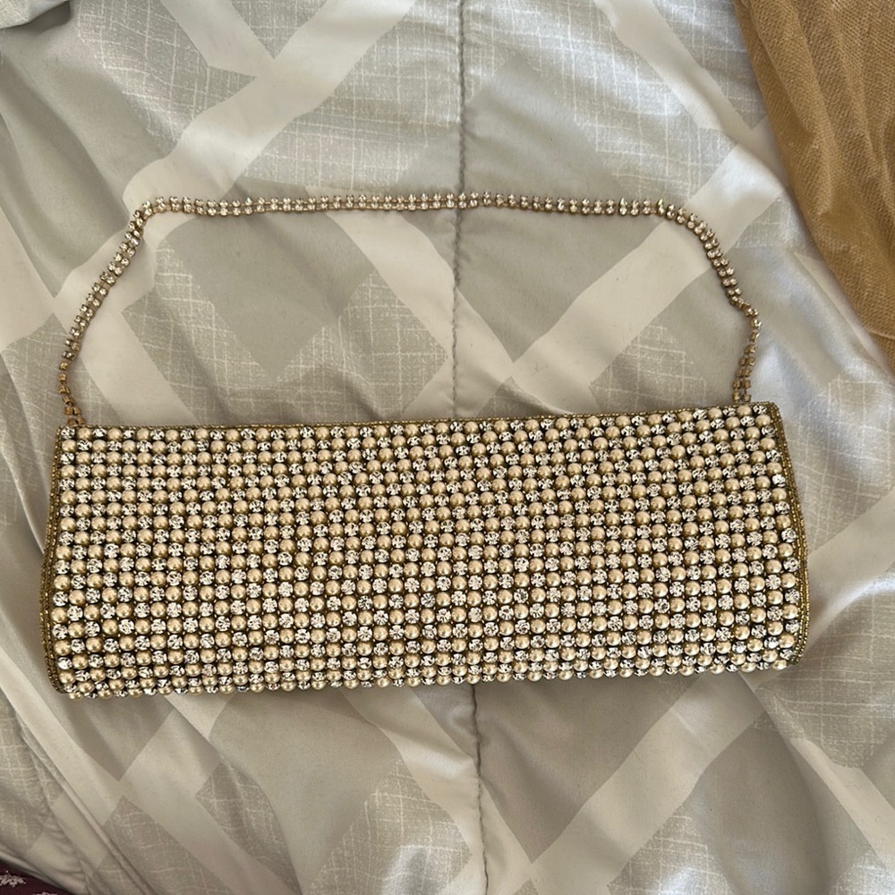 Elegant Gold Crystal Clutch